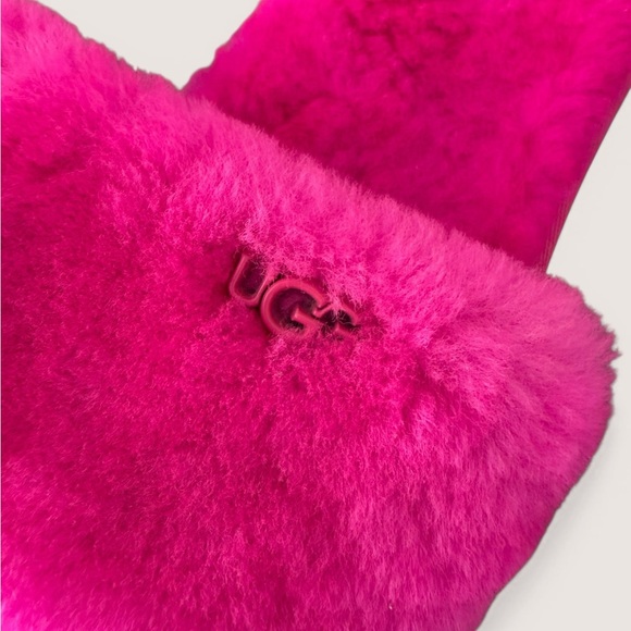 UGG Vibrant Pink Plush Slide Slippers - Picture 8 of 12